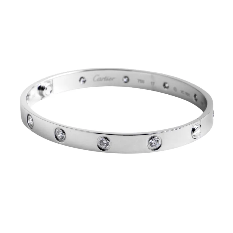 CARTIER - Bracelet Love Or Blanc 10 diamants sold by 58 Facettes
