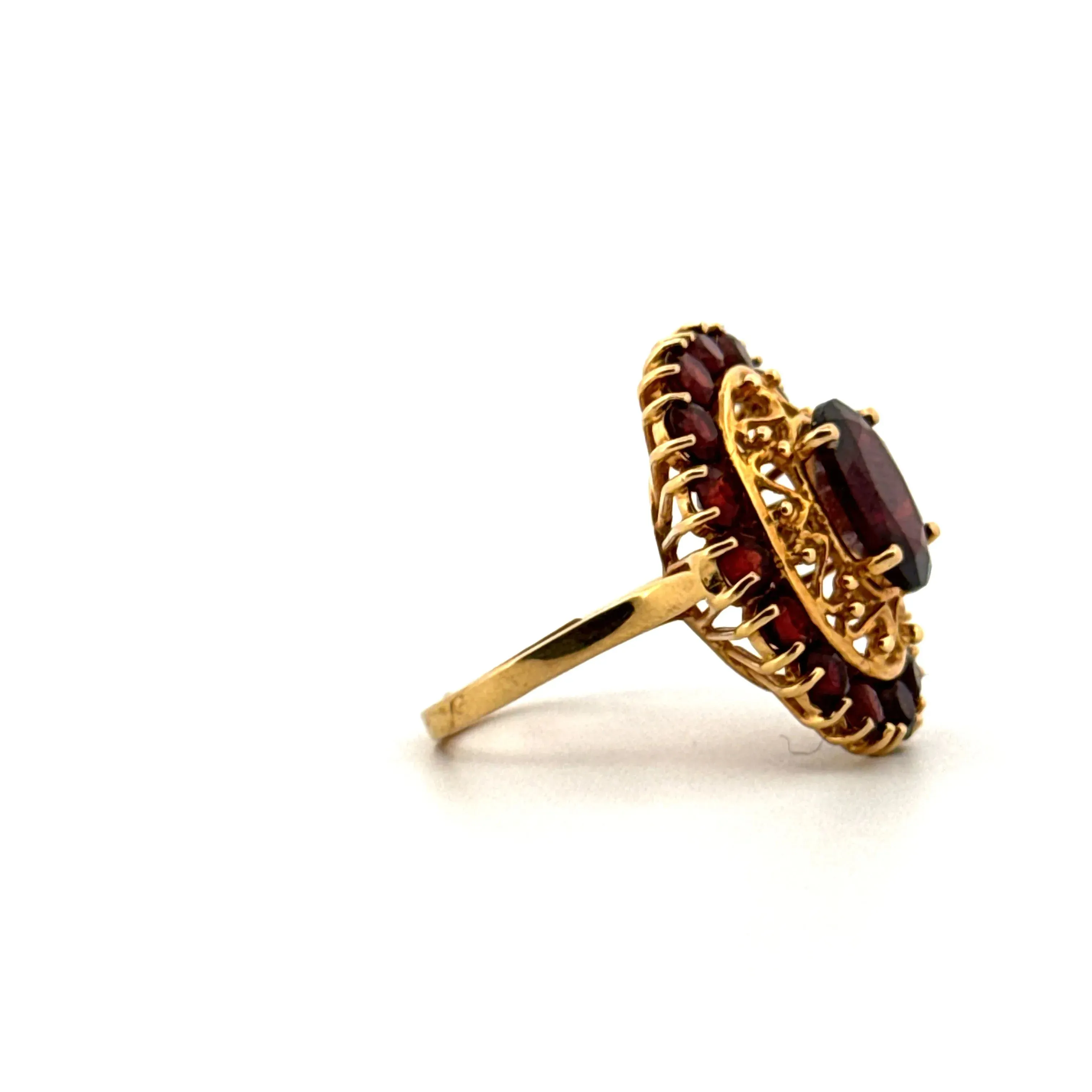 Bague Cocktail or jaune et grenat sold by 58 Facettes product image thumbnail 4