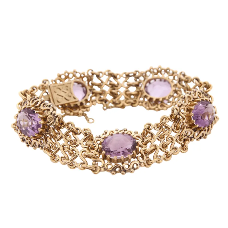 Bracelet Or jaune Améthystes made by 58 Facettes