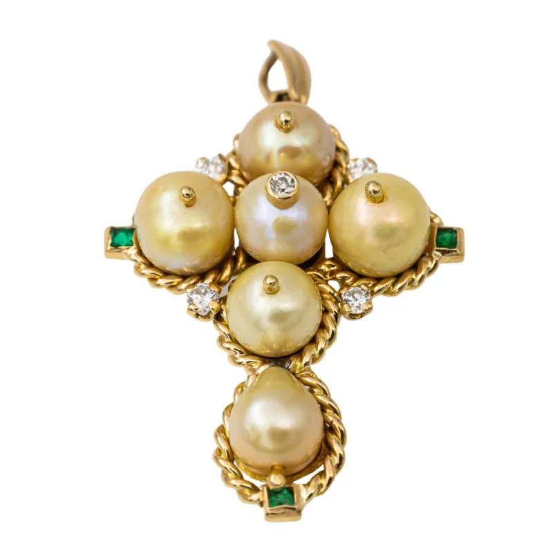 Pendentif Croix Or jaune Perle sold by 58 Facettes