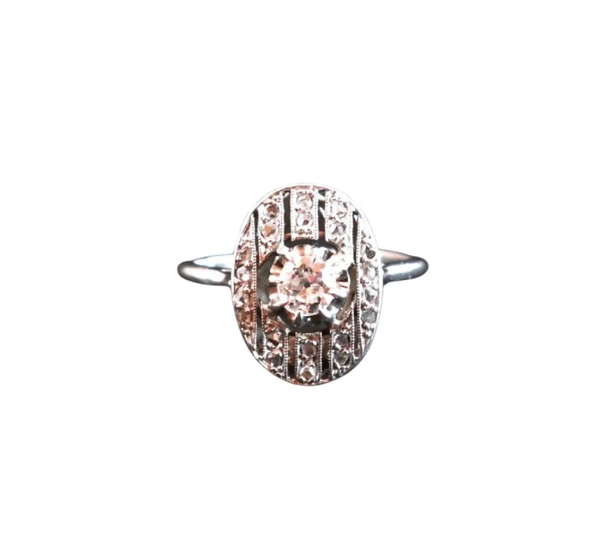 Bague Art Déco Diamants, Or Blanc sold by 58 Facettes