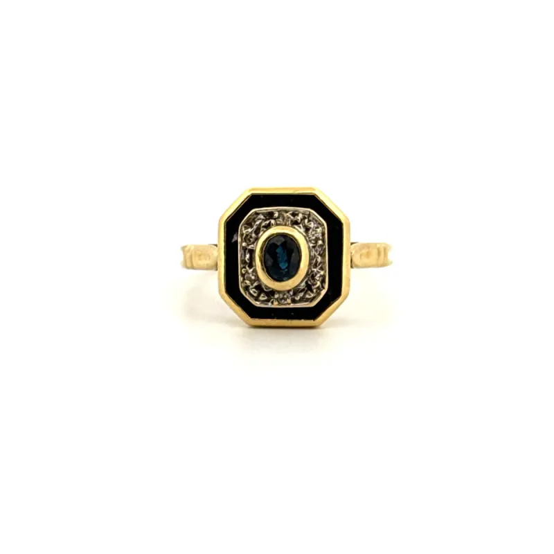 Bague Art-Déco Or Jaune Diamants & Saphirs sold by 58 Facettes