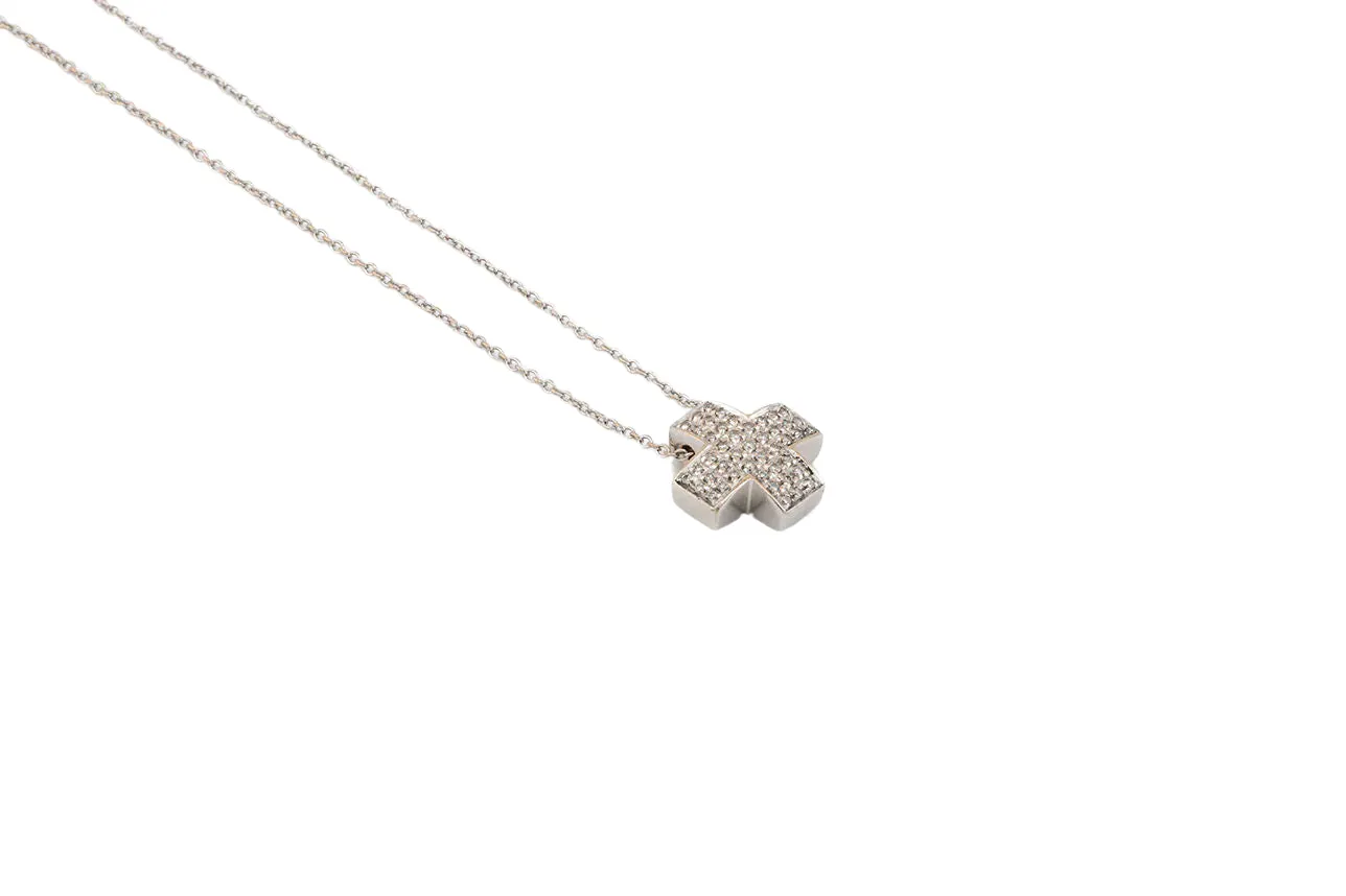 Collana crocifisso in oro bianco con pavé di diamanti sold by 58 Facettes