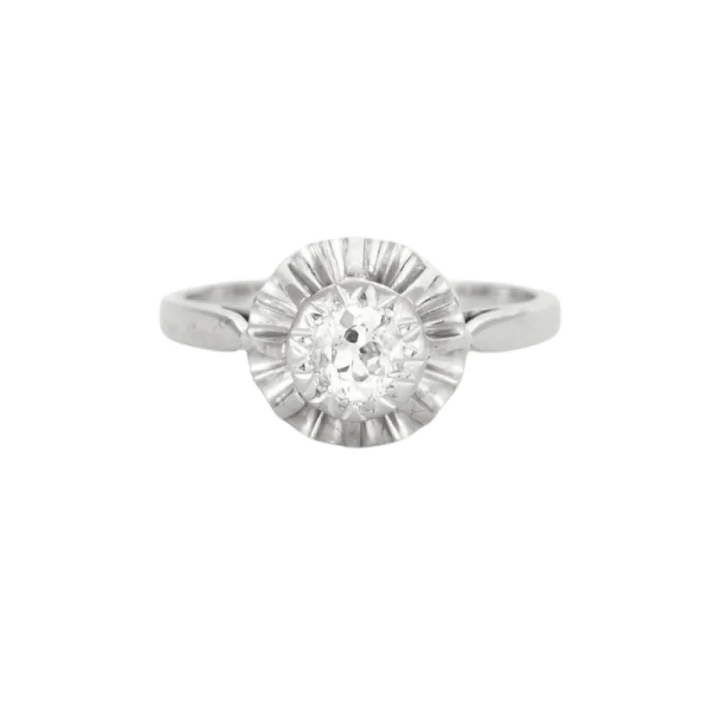 Bague solitaire platine et diamant sold by 58 Facettes