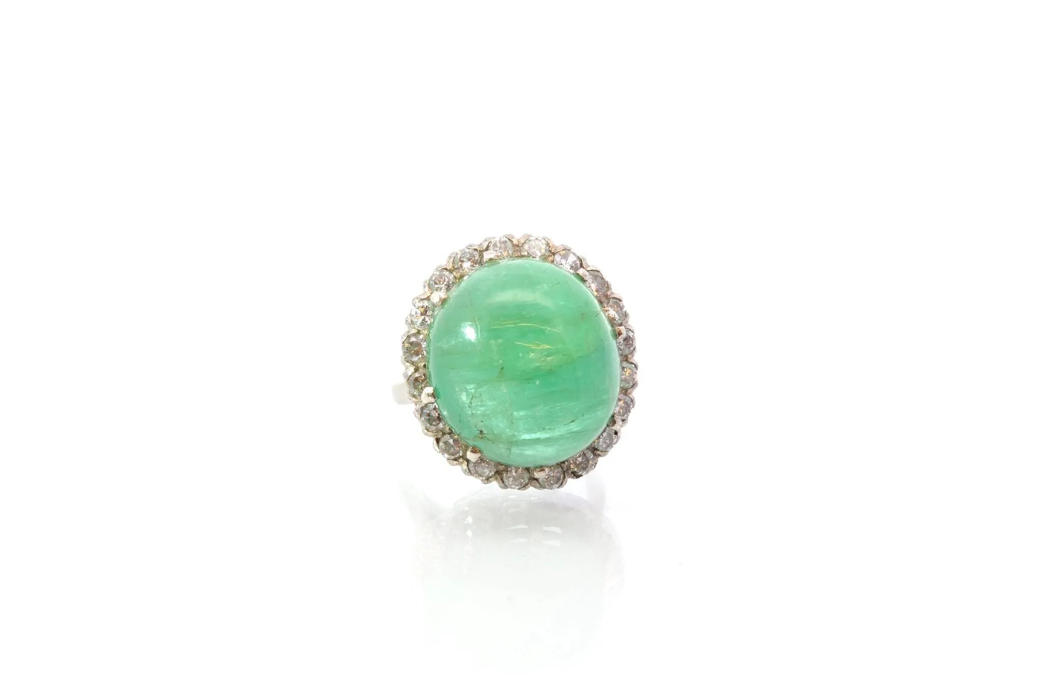 Bague émeraude cabochon et diamants sold by 58 Facettes product image thumbnail 2