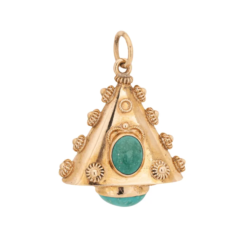 Pendentif Triangle en Or Jaune Turquoise Charm Années 60 sold by 58 Facettes