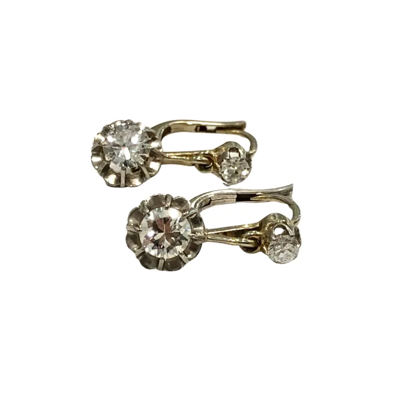 Boucles d'oreilles dormeuses or blanc et diamants sold by 58 Facettes