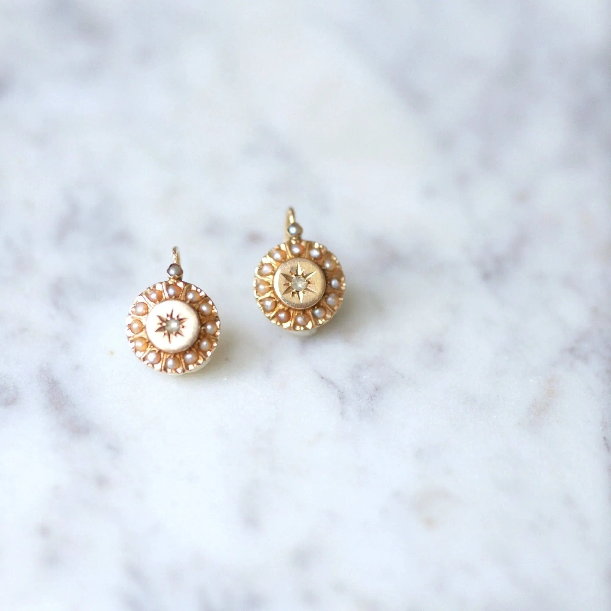 Dormeuses or rose, diamant et perles sold by 58 Facettes