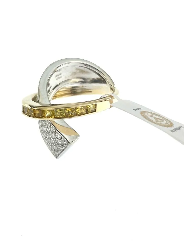 Alfieri & St. John - Bague en or 18 carats, saphir jaune et diamants sold by 58 Facettes product image thumbnail 3