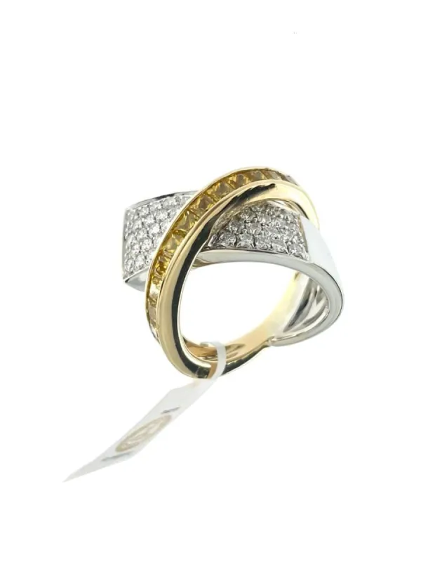 Alfieri & St. John - Bague en or 18 carats, saphir jaune et diamants made by 58 Facettes
