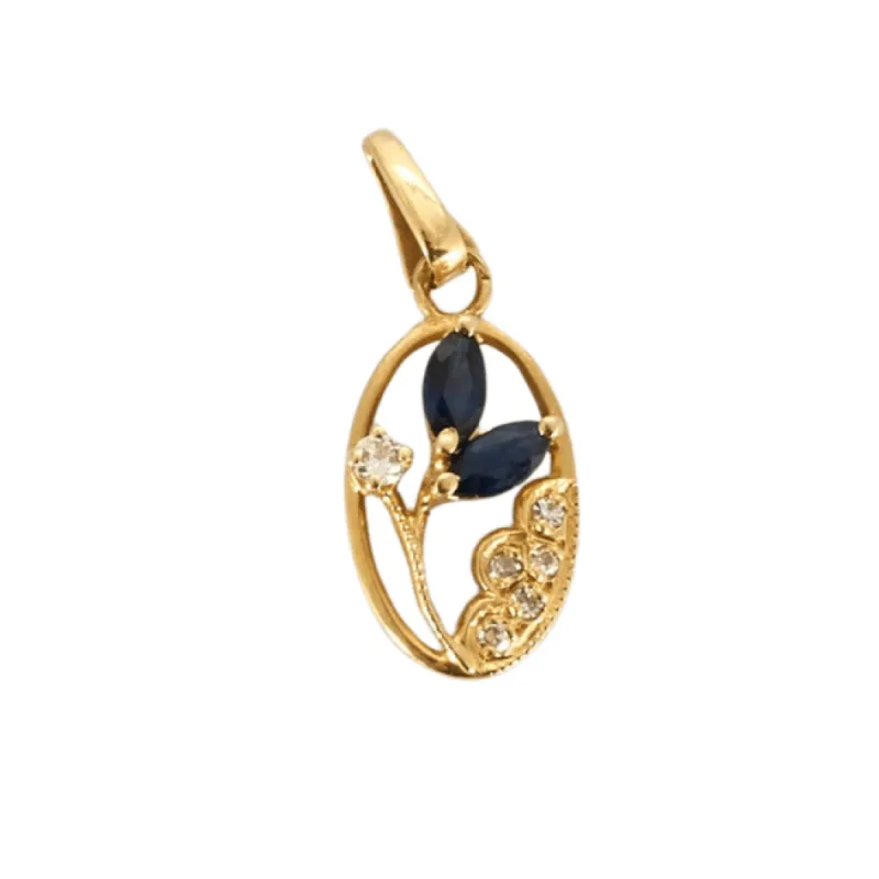 Pendentif en or jaune, saphir et diamants sold by 58 Facettes