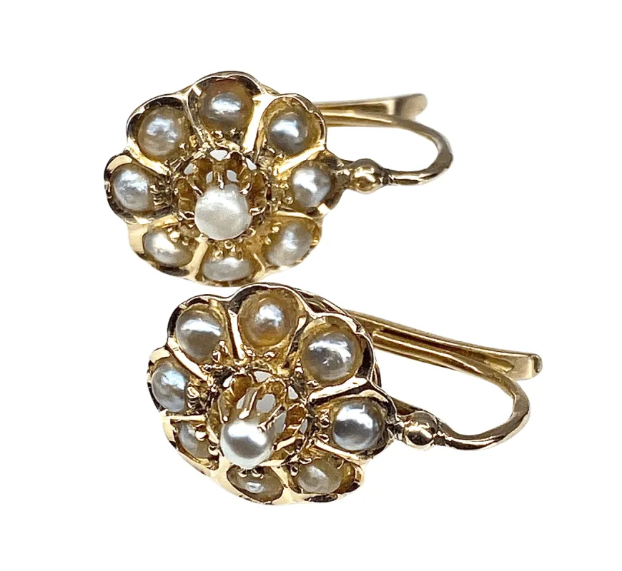 Boucles d’oreilles or jaune perles fines vers 1880 sold by 58 Facettes