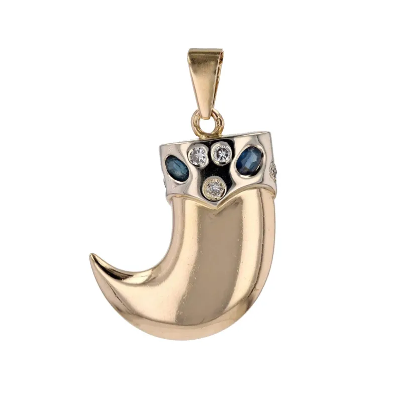 Pendentif or jaune griffe saphirs et diamants sold by 58 Facettes