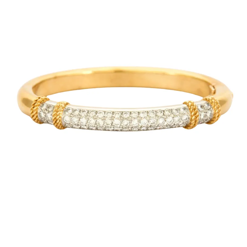 FRED Isaure - Bracelet jonc vintage en or jaune, platine et diamants sold by 58 Facettes