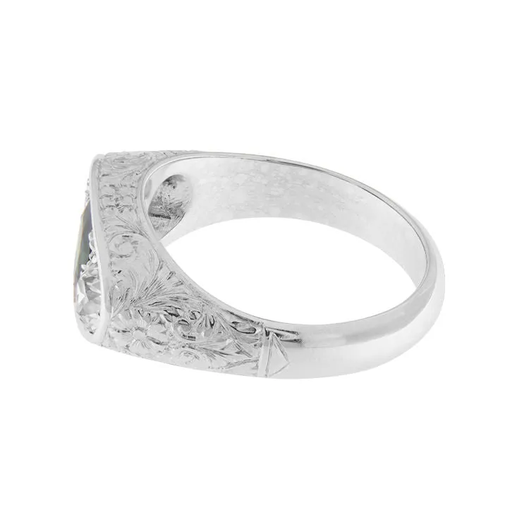 Bague chevalière or blanc diamants saphir sold by 58 Facettes product image thumbnail 4
