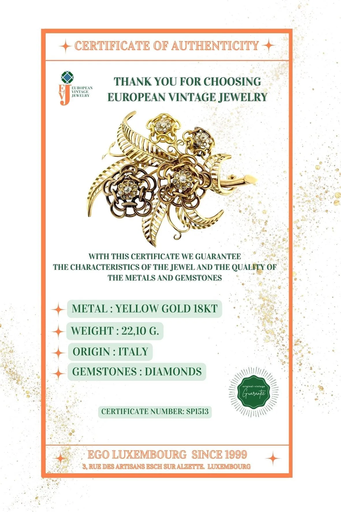 Broche en or jaune avec diamants sold by 58 Facettes product image thumbnail 3