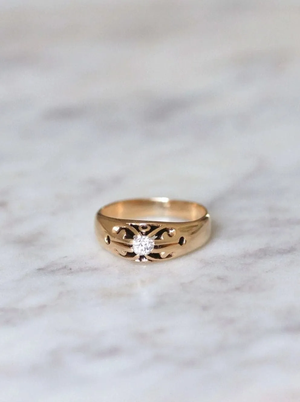 Bague ancienne jonc or rose et diamant sold by 58 Facettes product image thumbnail 4