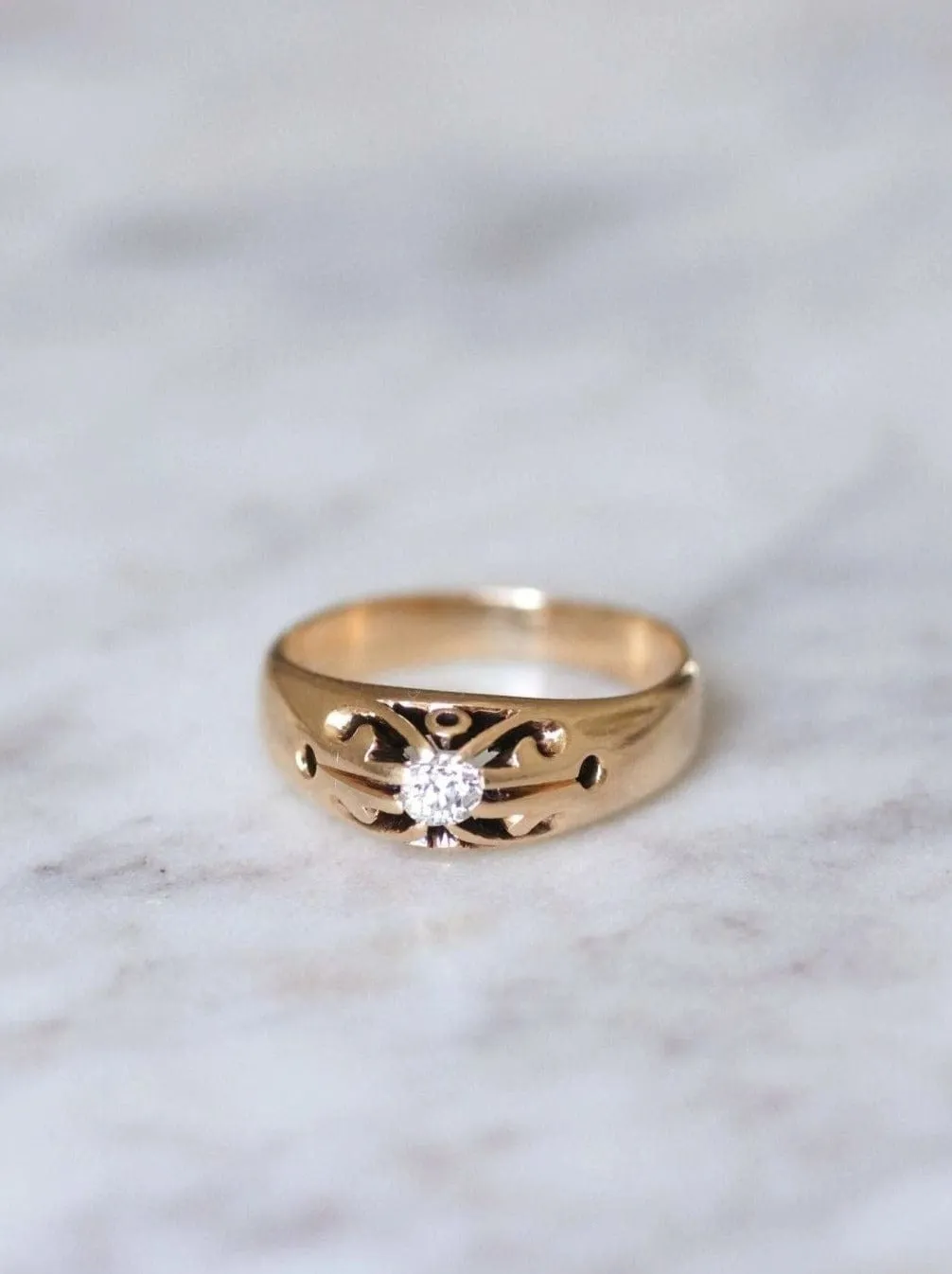 Bague ancienne jonc or rose et diamant sold by 58 Facettes product image thumbnail 3