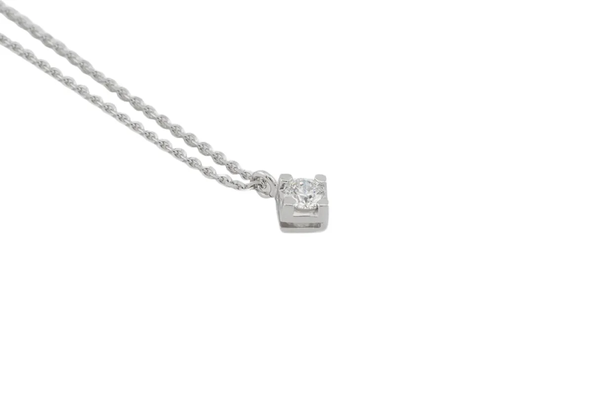 Collier diamant solitaire or blanc sold by 58 Facettes