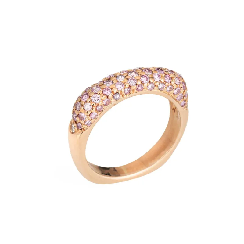 Bague Carrée Saphir Rose Pavé Or Rose sold by 58 Facettes
