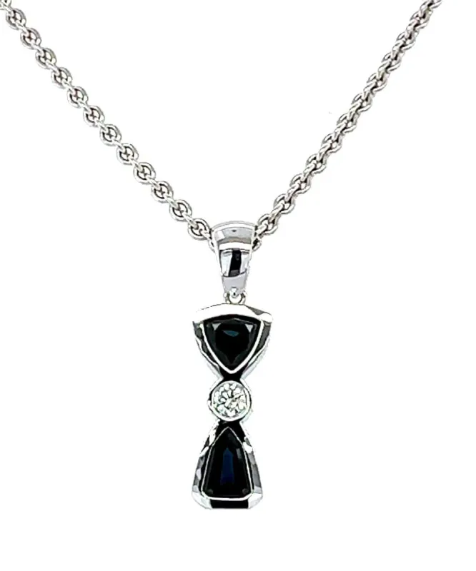 Pendentif Or Blanc 18kt. avec Saphirs et Diamant sold by 58 Facettes