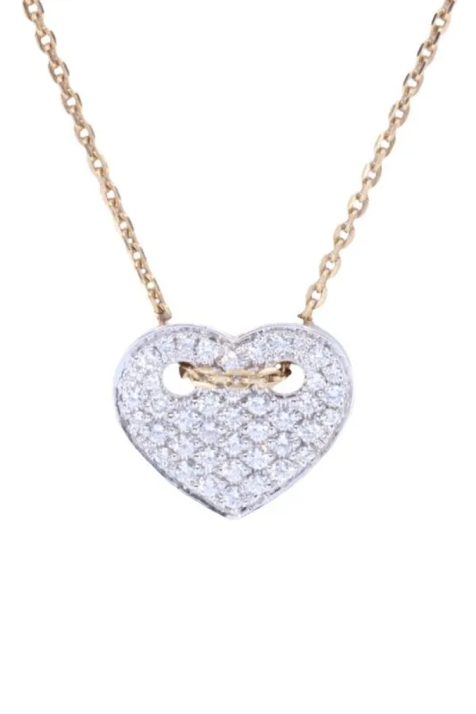 Collier coeur or jaune, or blanc et diamant sold by 58 Facettes