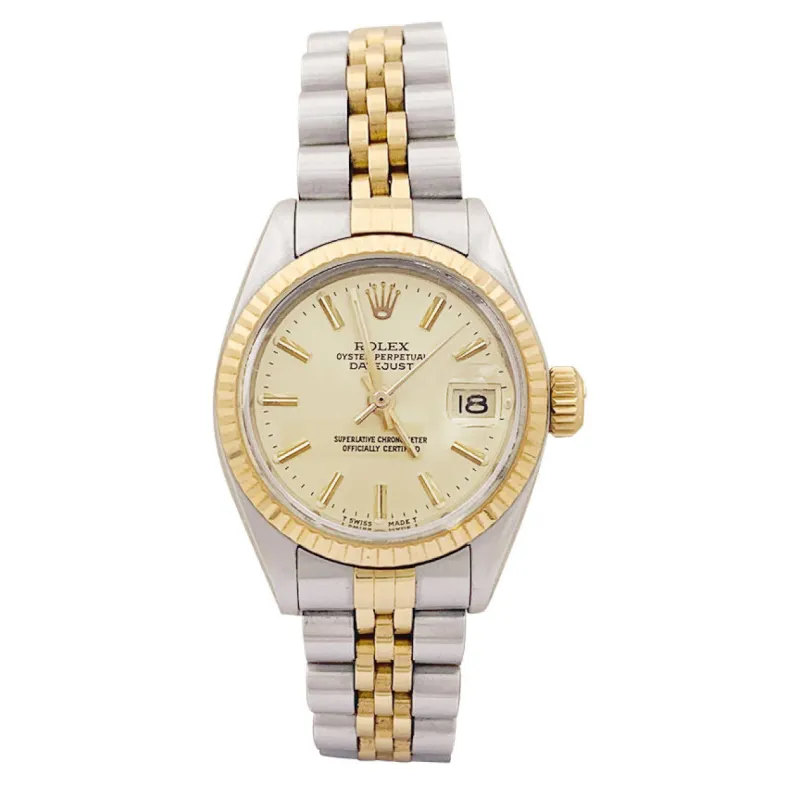 Montre Rolex, "Oyster Perpetual Datejust", or jaune et acier. sold by 58 Facettes