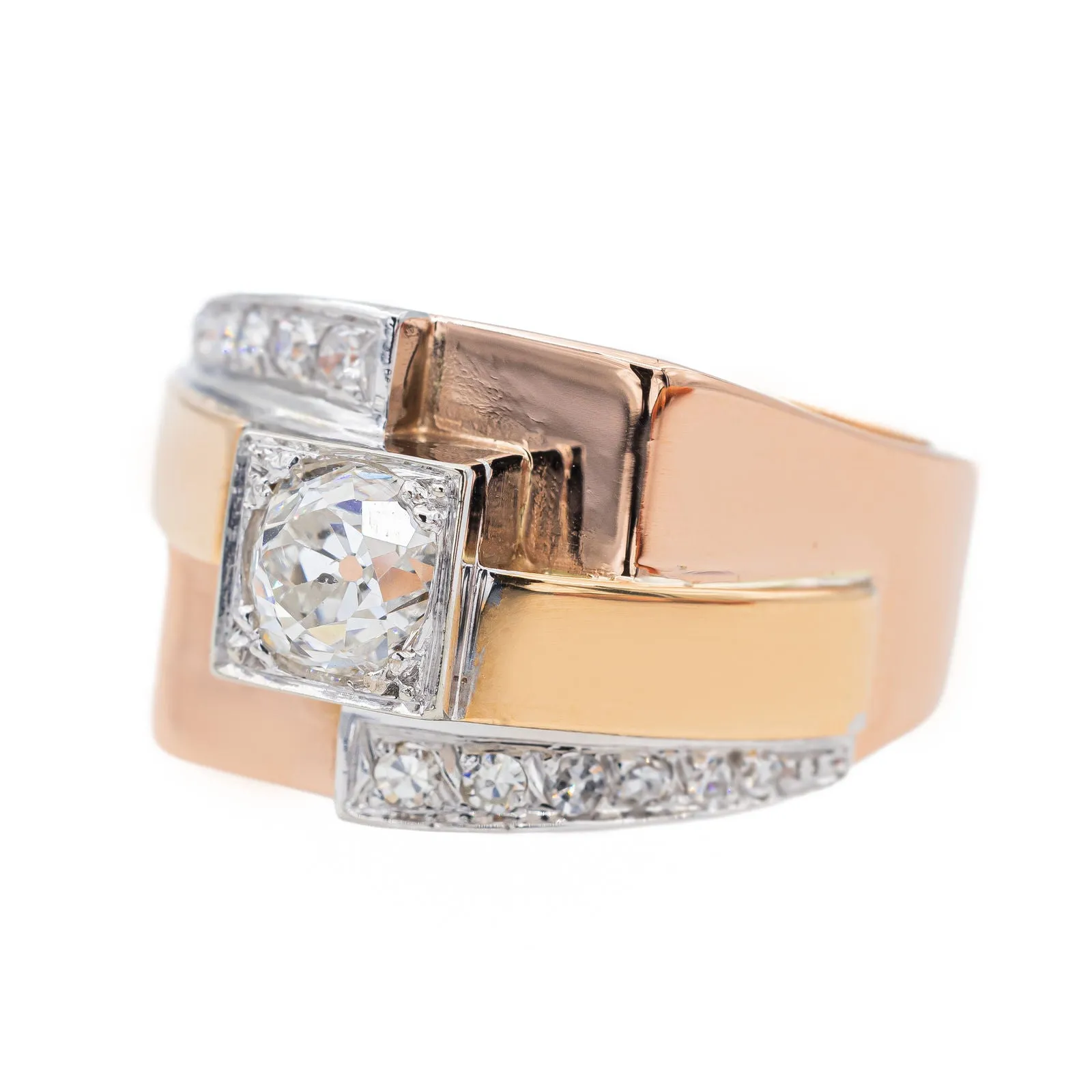 Bague en or rose et jaune 18 carats, platine et diamants sold by 58 Facettes product image thumbnail 3