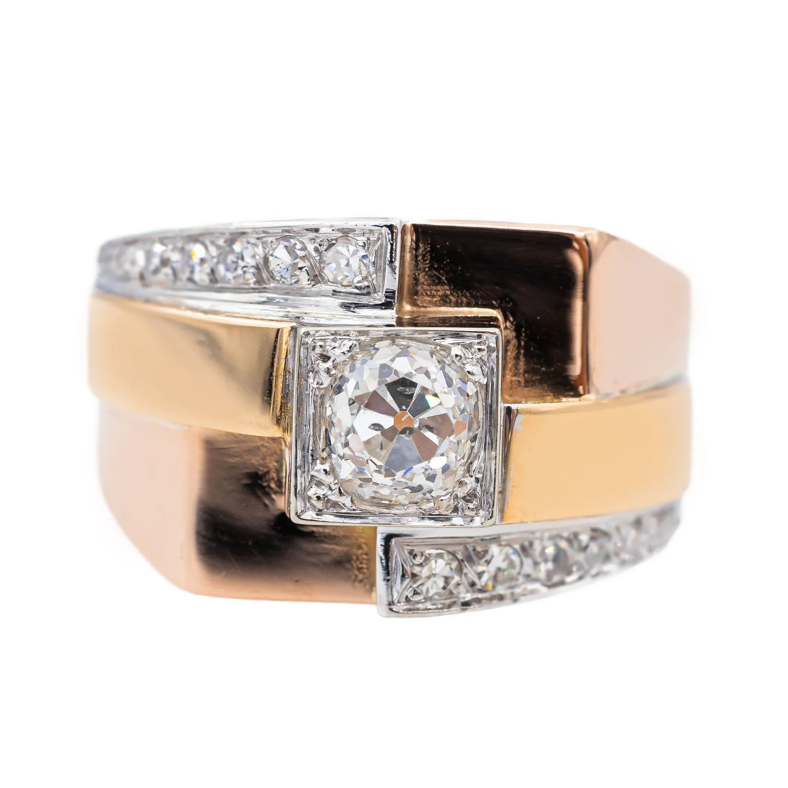 Bague en or rose et jaune 18 carats, platine et diamants sold by 58 Facettes