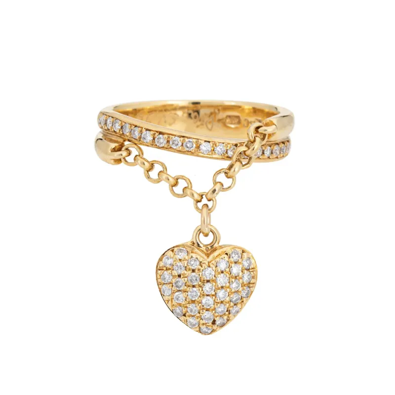 Bague à breloques cœur diamants sold by 58 Facettes