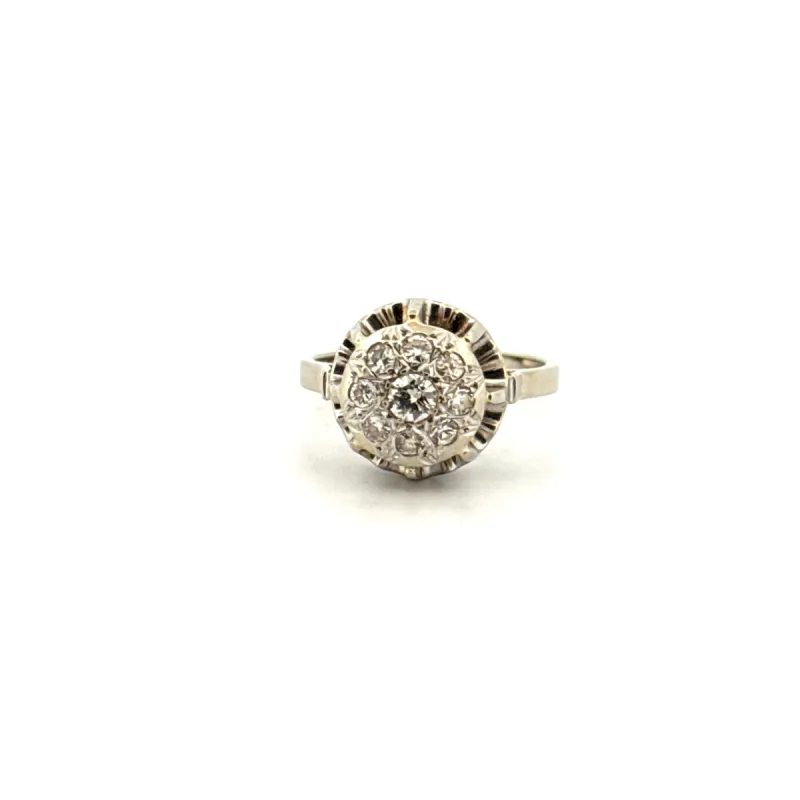 Bague Pavée or blanc et diamants sold by 58 Facettes