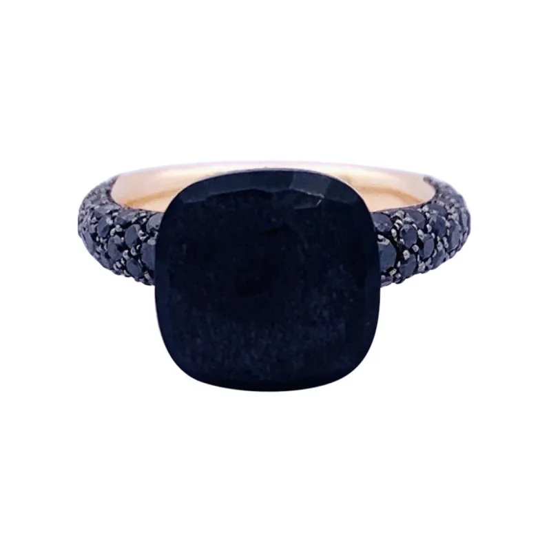 Bague Pomellato, "Nudo", or rose, titane, obsidienne, diamants noirs. sold by 58 Facettes