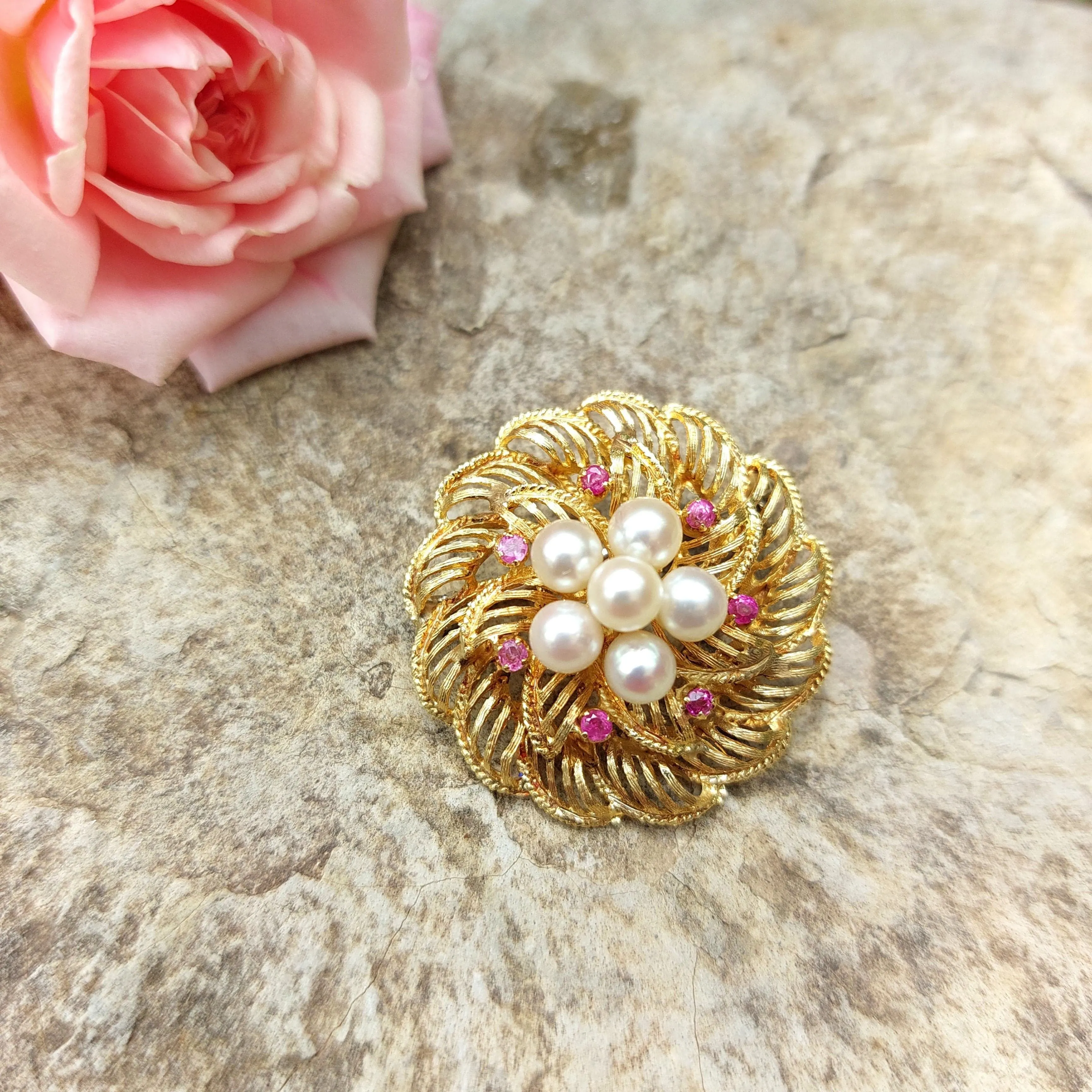 Broche feuilles or et perles sold by 58 Facettes product image thumbnail 4