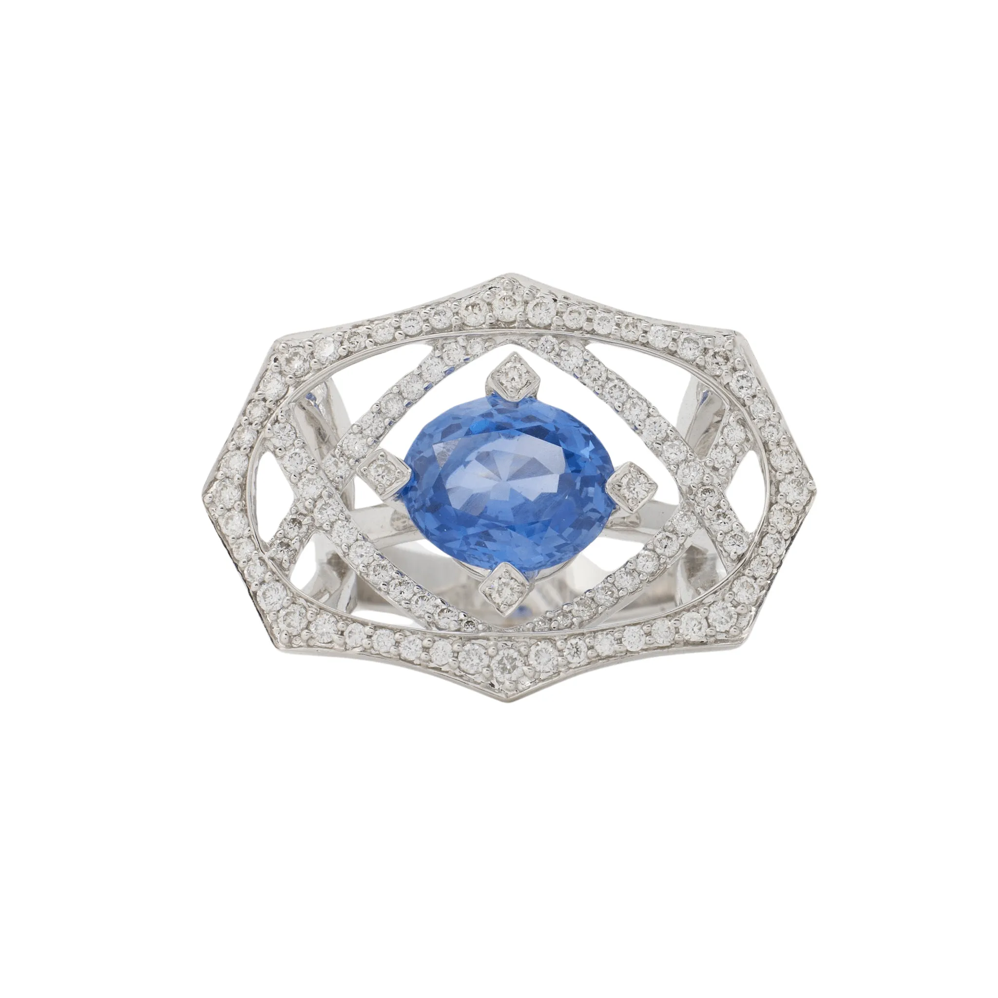 Bague saphir et diamants sold by 58 Facettes