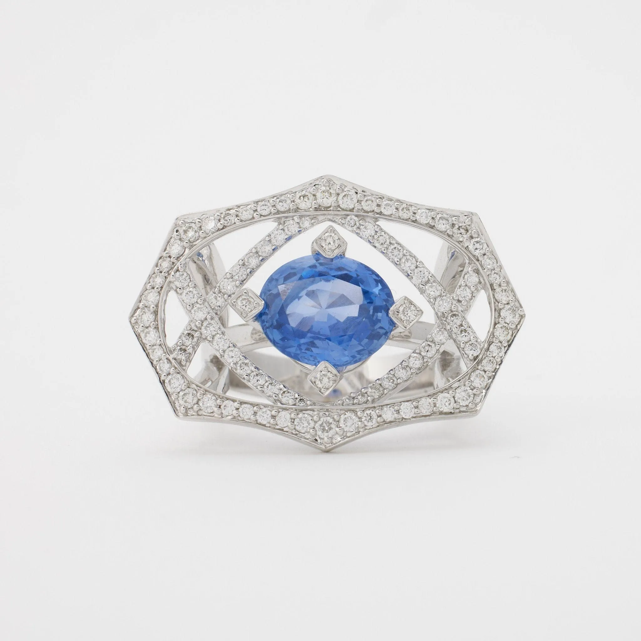 Bague saphir et diamants sold by 58 Facettes product image thumbnail 5