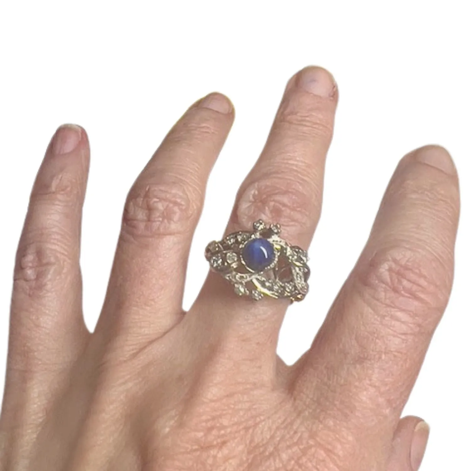 Bague Art Déco diamants saphirs synthétiques sold by 58 Facettes product image thumbnail 2