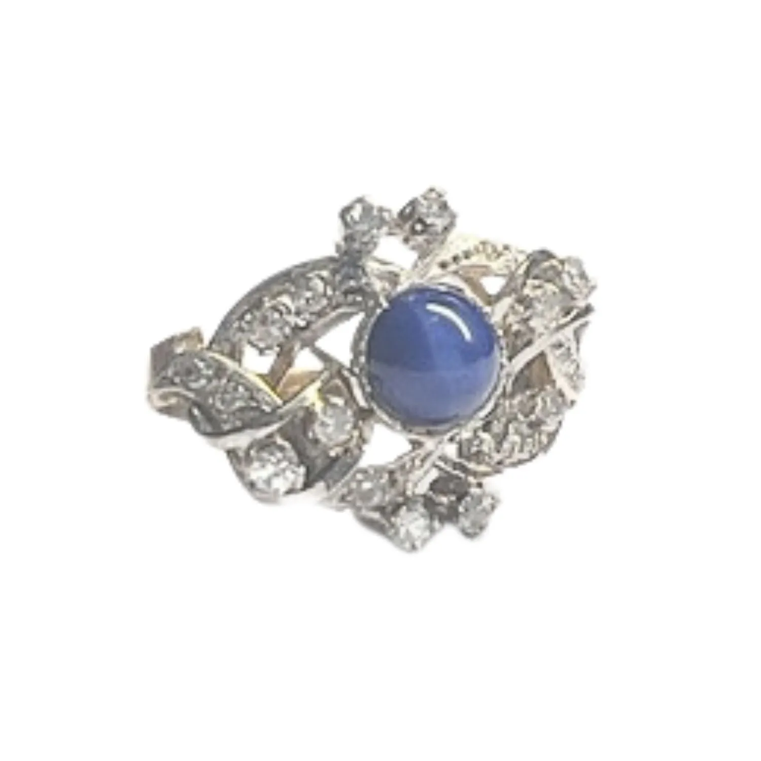 Bague Art Déco diamants saphirs synthétiques sold by 58 Facettes