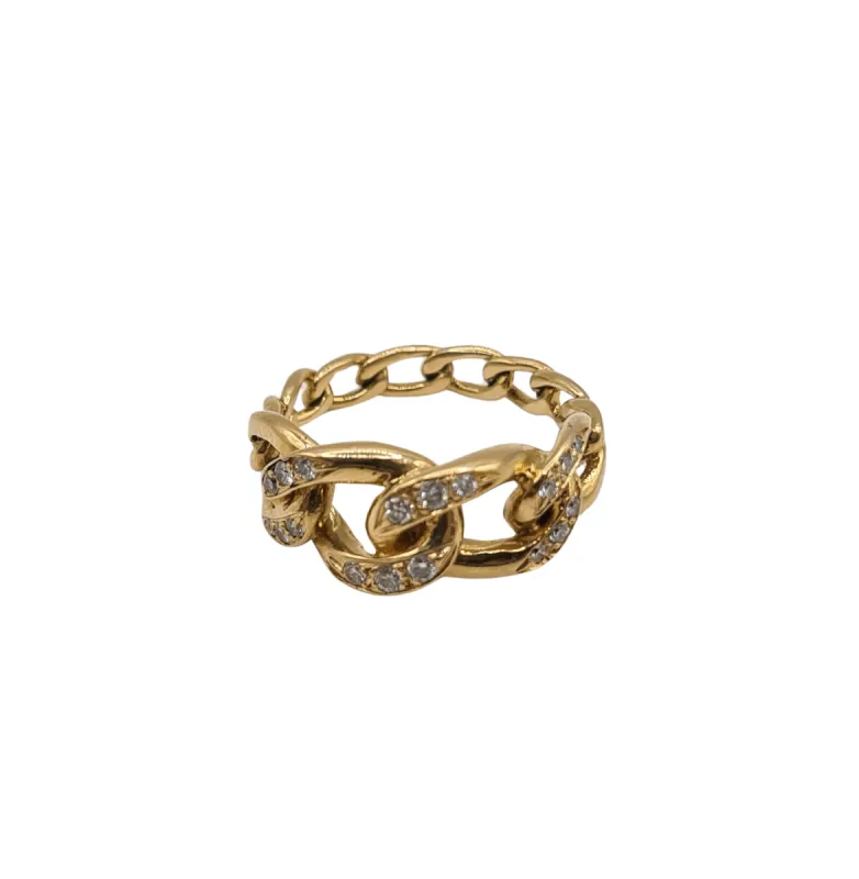 Bague or jaune 18 carats sertie de diamants sold by 58 Facettes