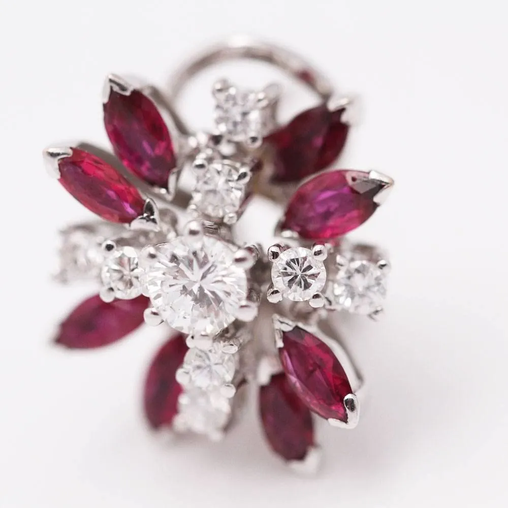 Boucles d'oreilles Or blanc Diamants Rubis sold by 58 Facettes product image thumbnail 4