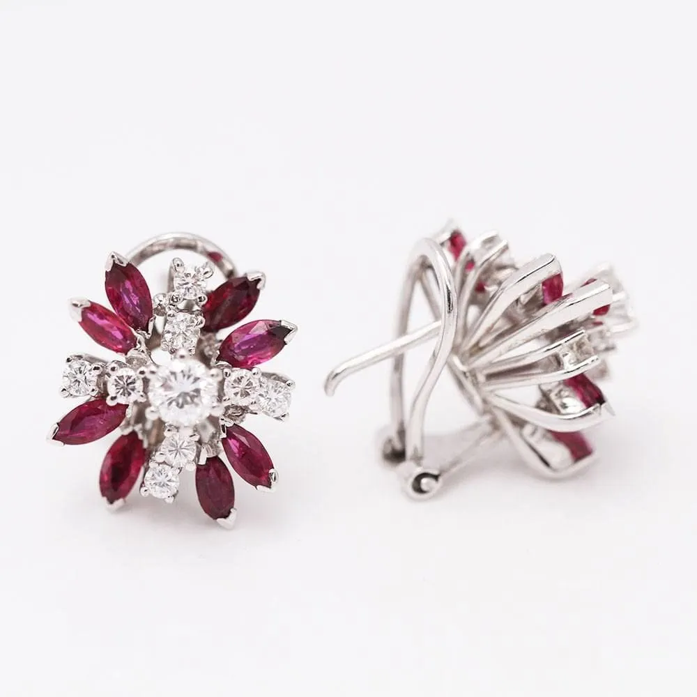 Boucles d'oreilles Or blanc Diamants Rubis sold by 58 Facettes product image thumbnail 3