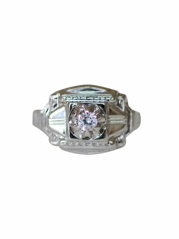 Bague Art Déco, Carrée, Diamant sold by 58 Facettes