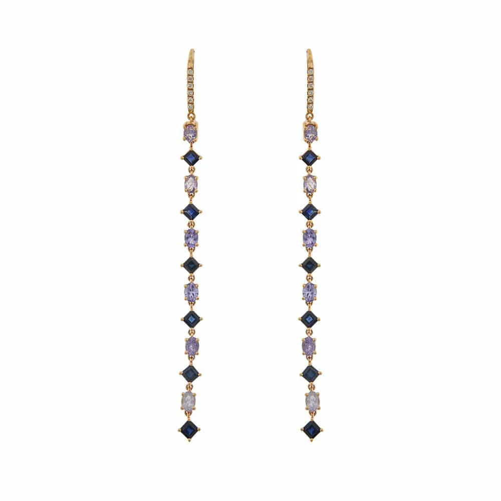 Boucles d'oreilles pendantes avec diamants, saphirs et tanzanite sold by 58 Facettes product image thumbnail 3