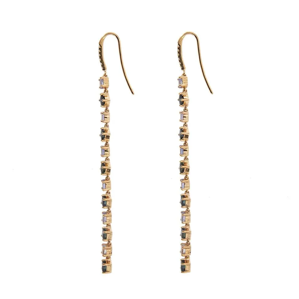 Boucles d'oreilles pendantes avec diamants, saphirs et tanzanite sold by 58 Facettes product image thumbnail 5