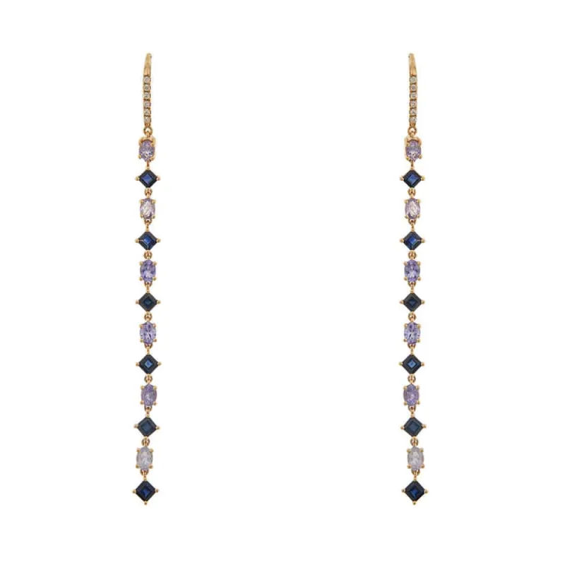 Boucles d'oreilles pendantes avec diamants, saphirs et tanzanite sold by 58 Facettes