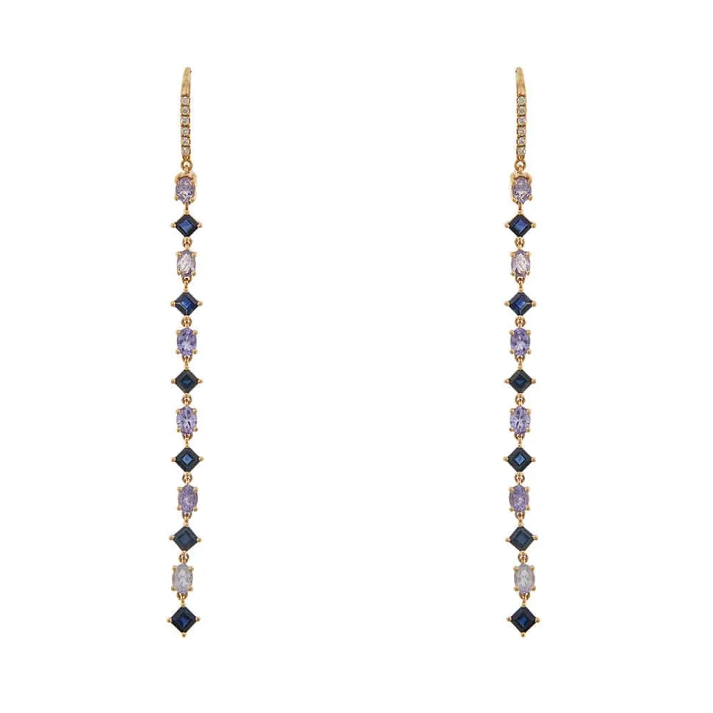 Boucles d'oreilles pendantes avec diamants, saphirs et tanzanite sold by 58 Facettes