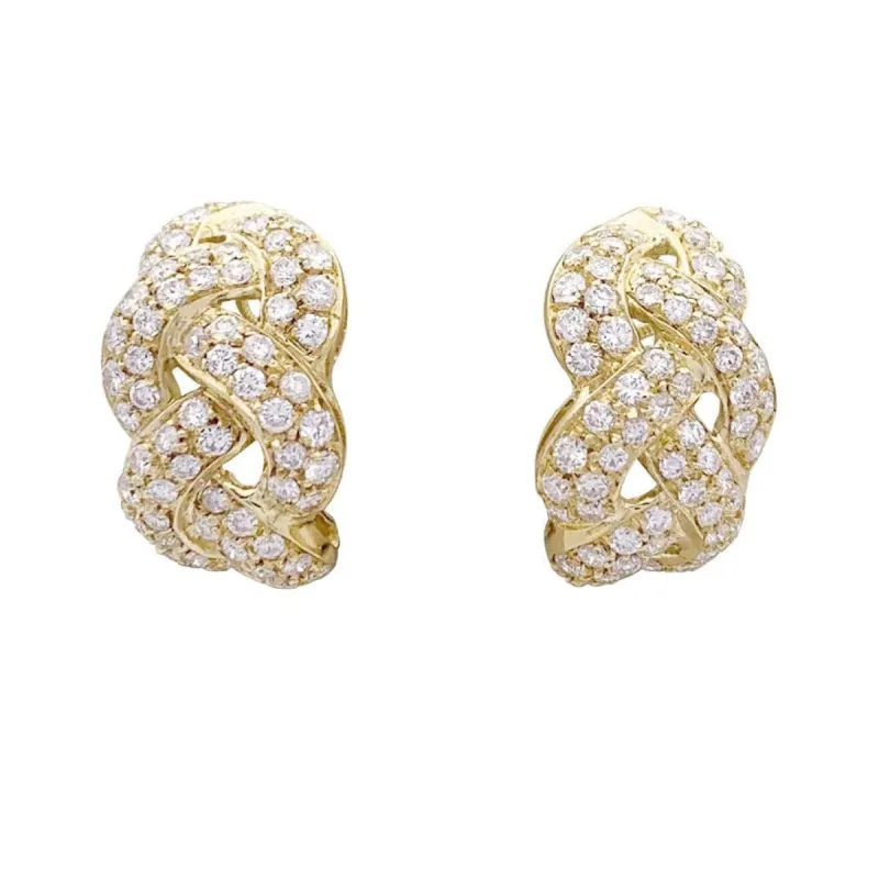 Boucles d'oreilles, "Tresse" or jaune, diamants. sold by 58 Facettes