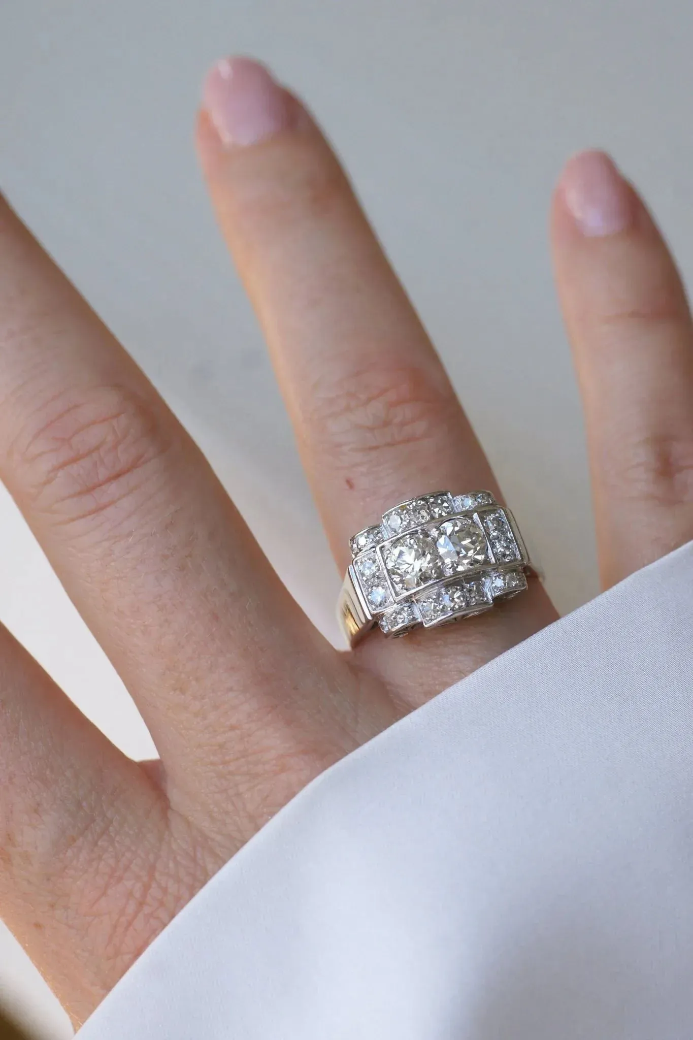 Bague Tank Art déco diamants sur or blanc et platine sold by 58 Facettes product image thumbnail 4