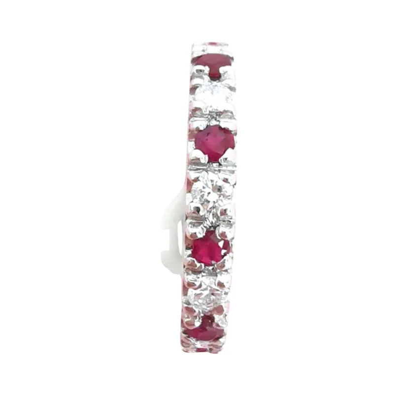 Bague alliance américaine or blanc diamants et rubis sold by 58 Facettes