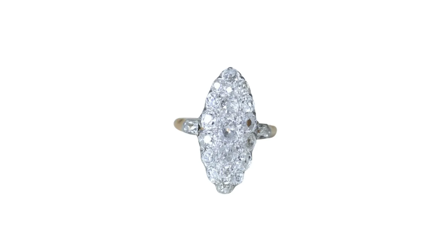 Bague marquise Or rose Platine Diamants sold by 58 Facettes