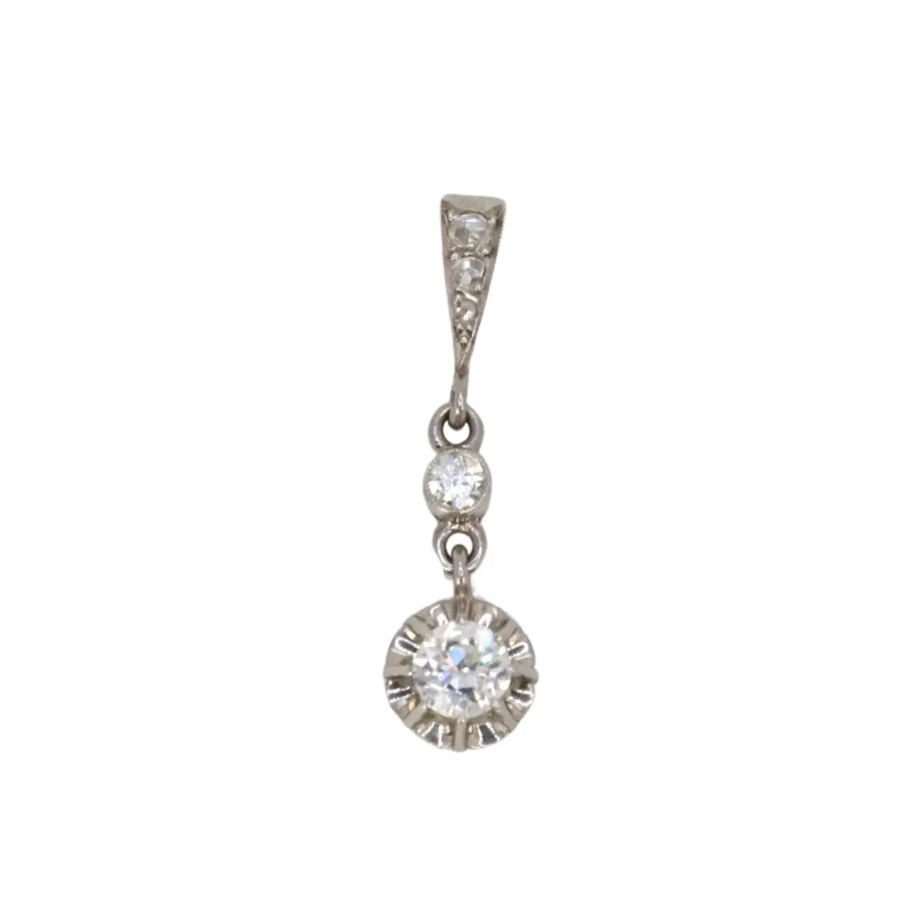 Pendentif ancien platine diamants 0,34 ct sold by 58 Facettes